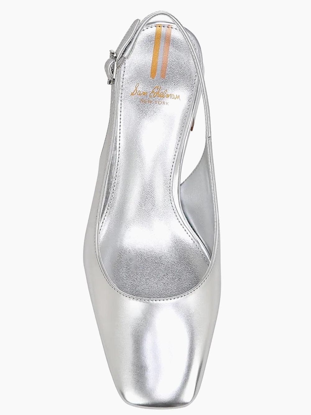 Sam Edelman Silver Slingback Block Heel Pumps - Women - Picture 2 of 10